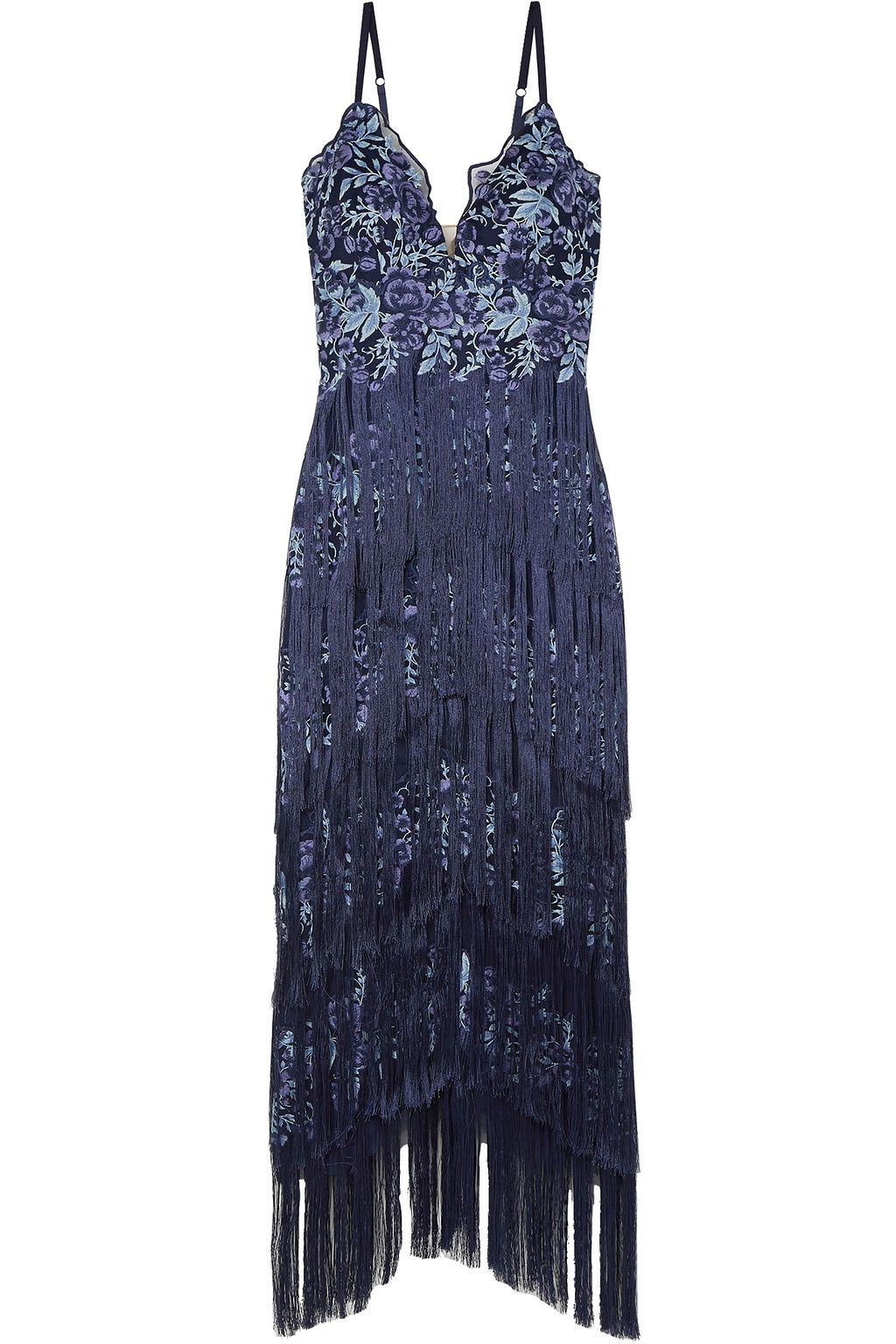 marchesa notte fringe dress