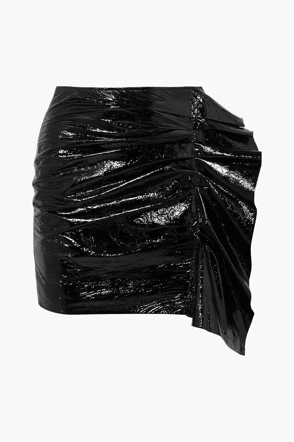 Cracked patent-leather mini skirt