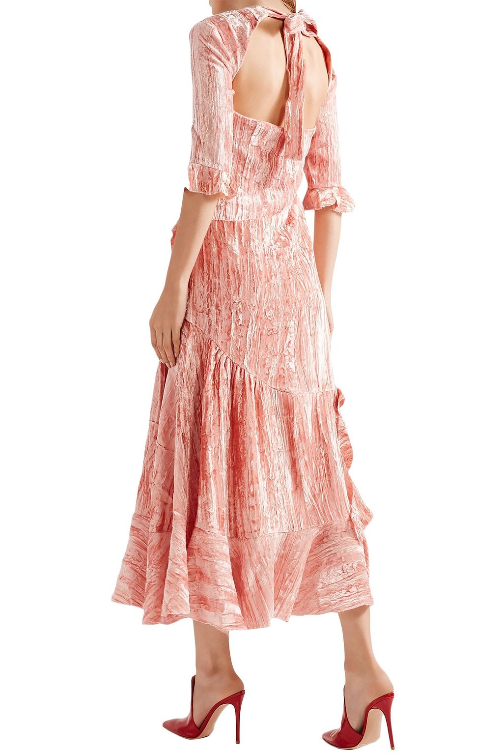 REJINA PYO Crinkled velvet midi dress