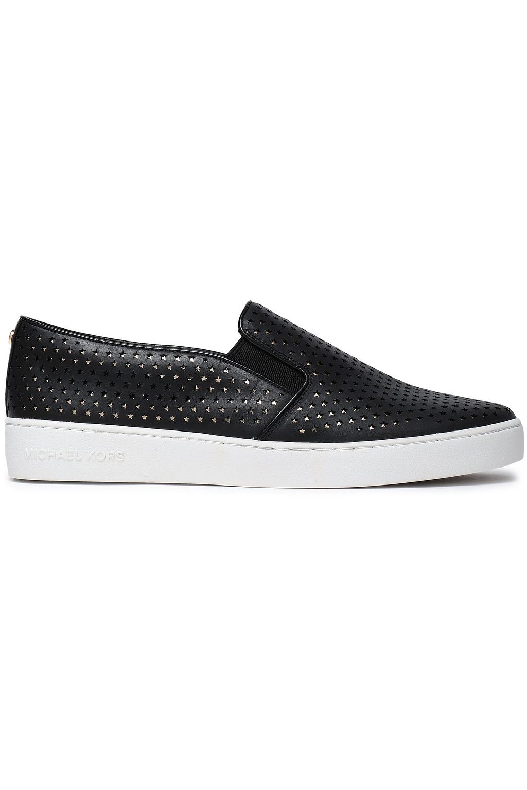 michael kors black leather slip on sneakers