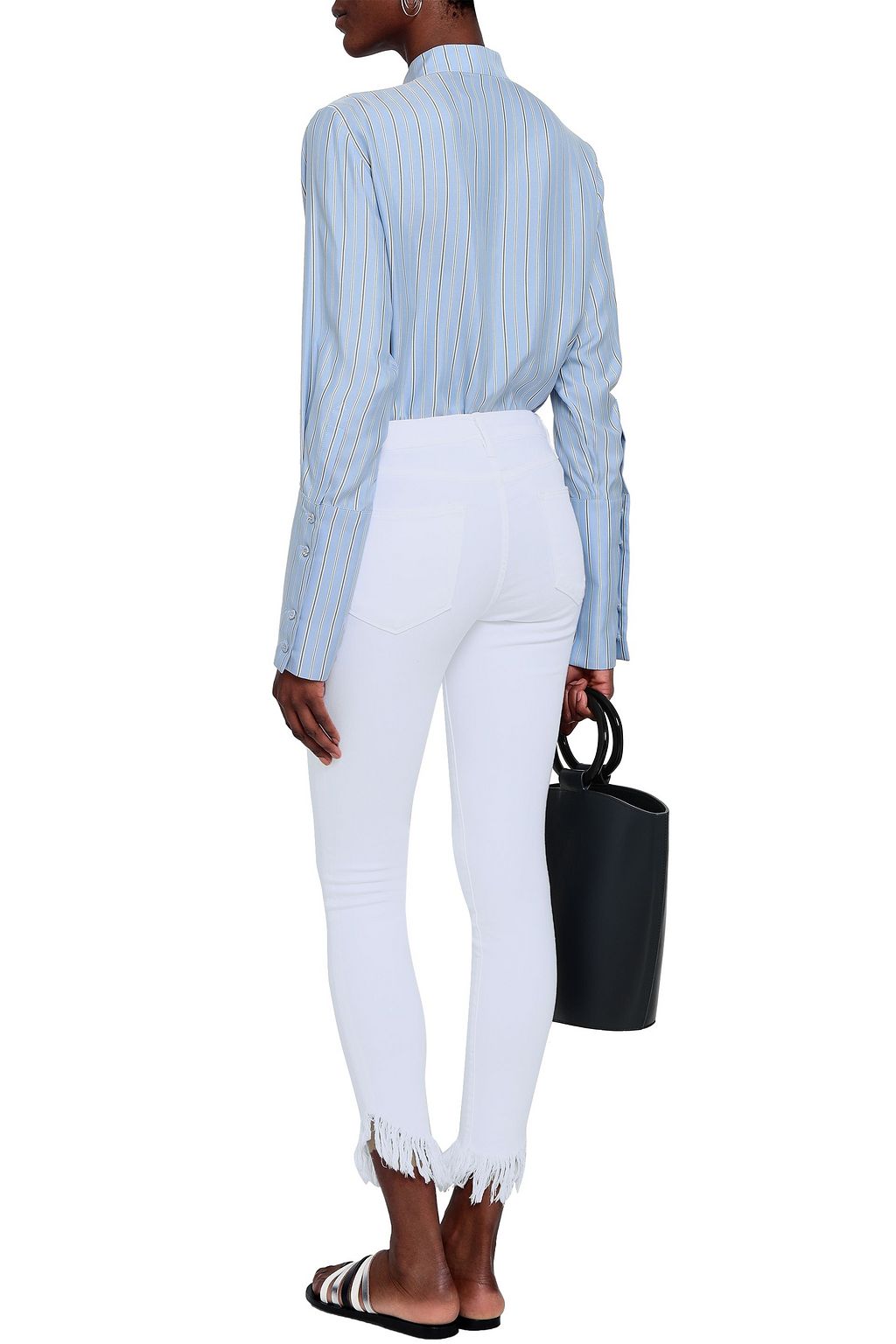 FRAME Le High Skinny frayed high-rise skinny jeans
