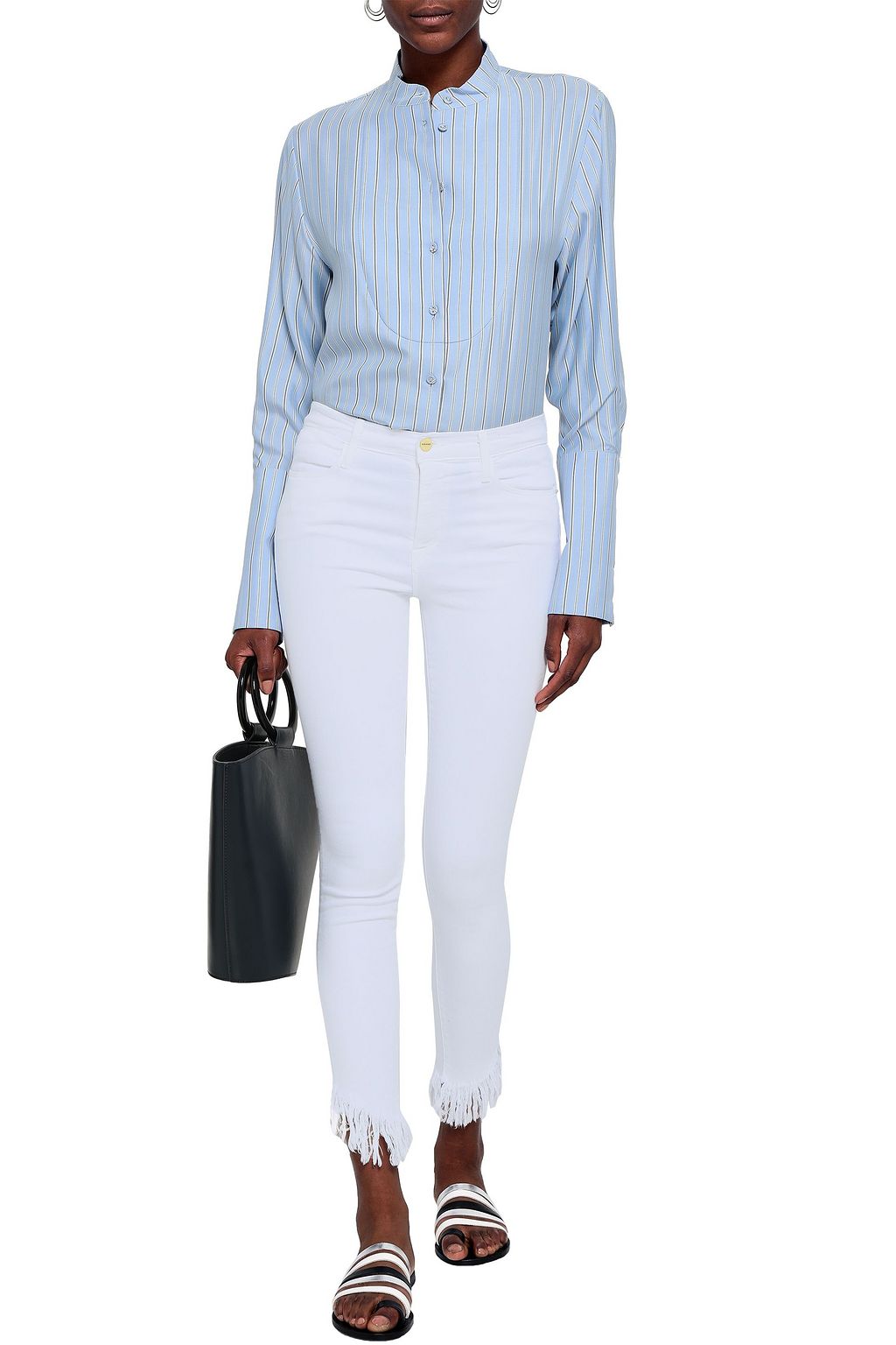 FRAME Le High Skinny frayed high-rise skinny jeans