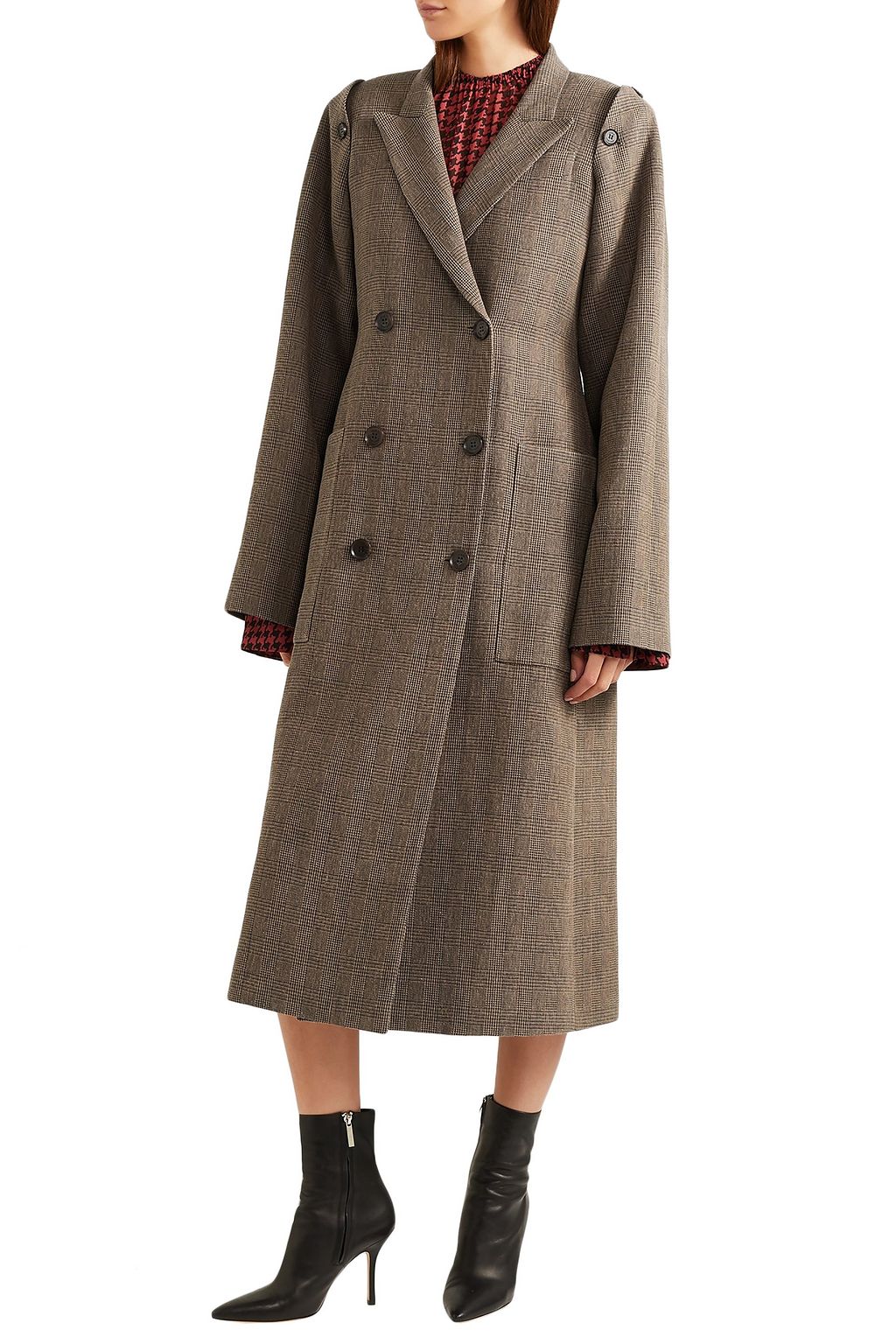 ROKH Convertible double-breasted checked silk-tweed coat