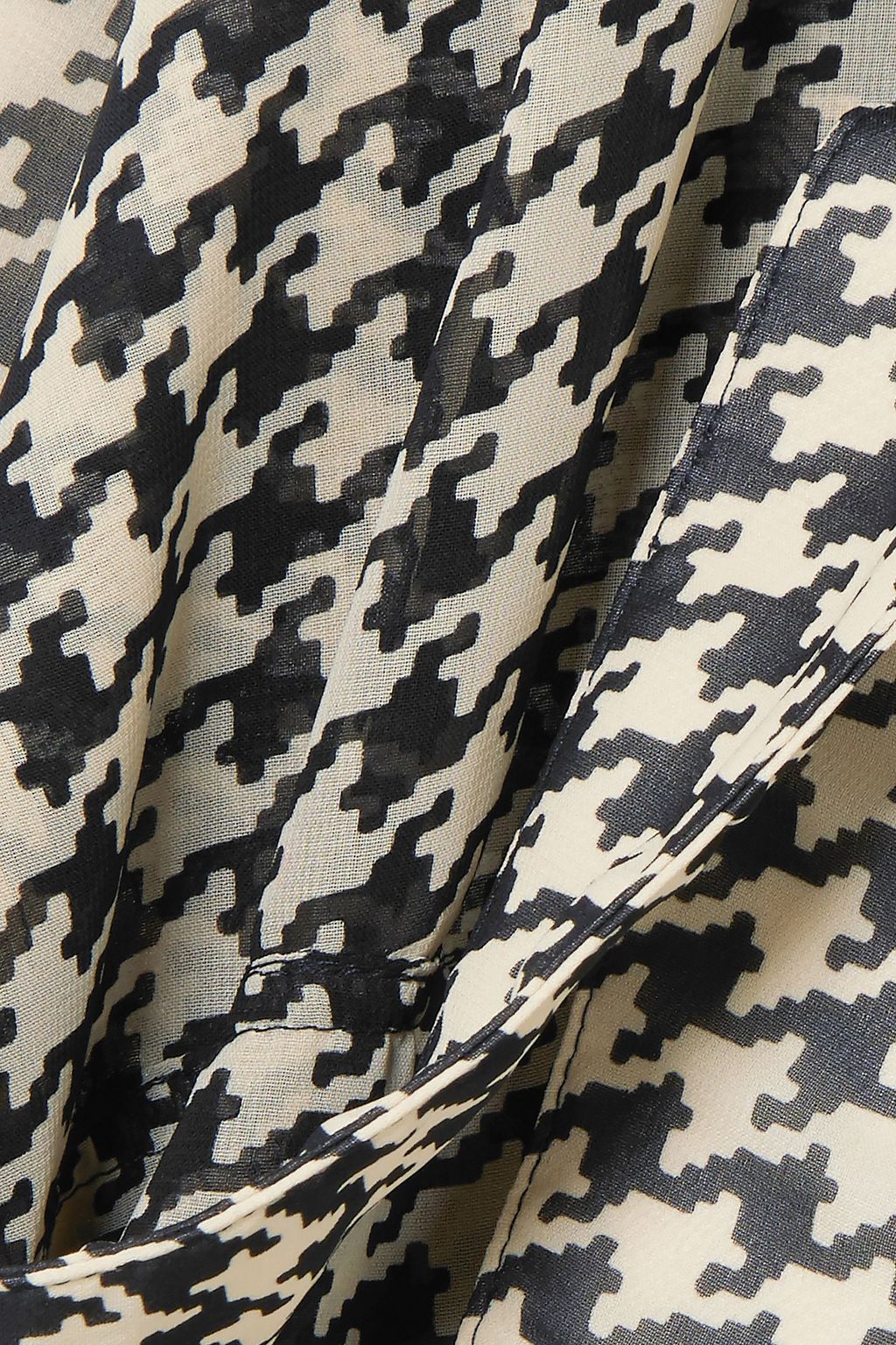 ROKH Tie-detailed houndstooth georgette blouse