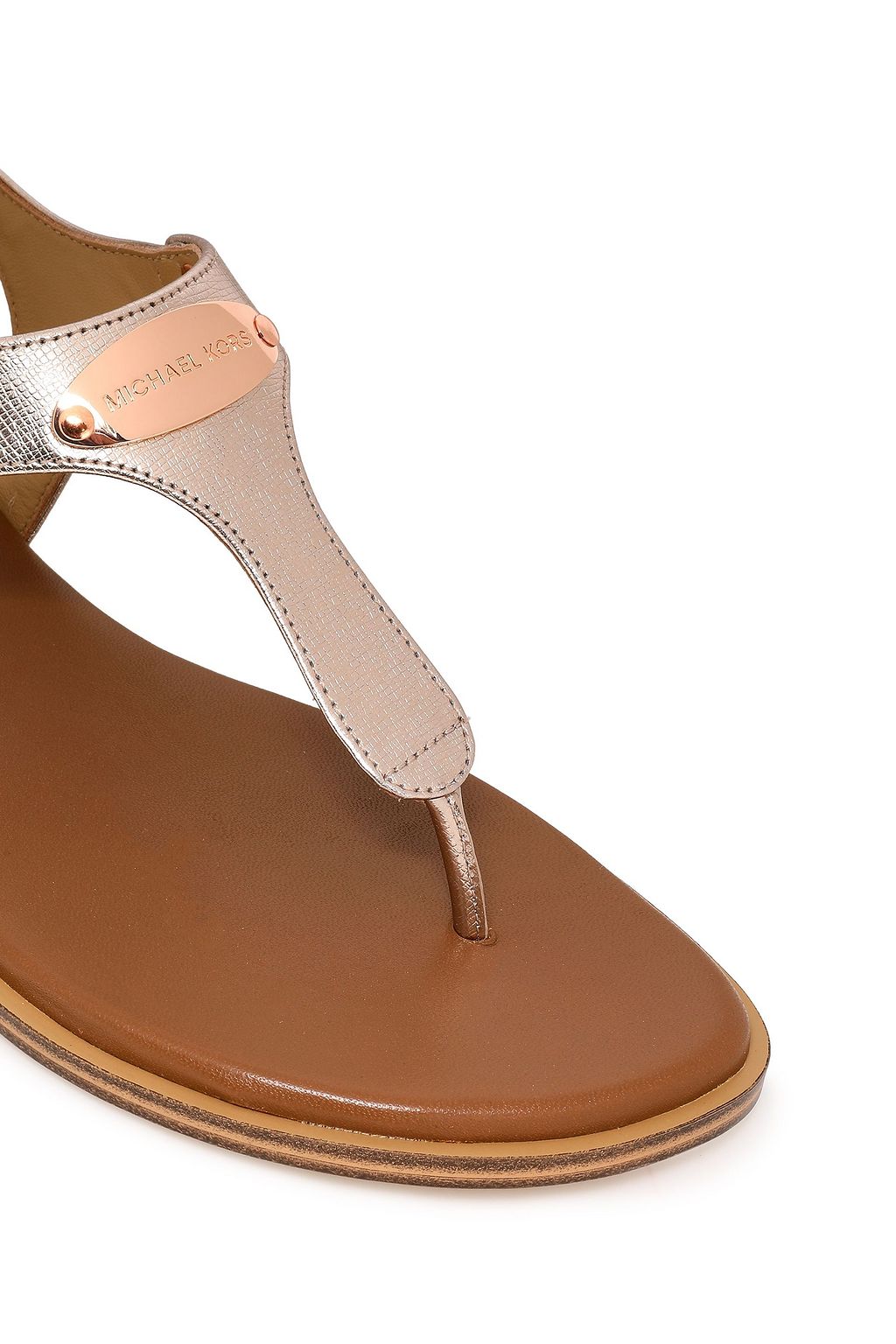MICHAEL MICHAEL KORS Metallic textured-leather sandals