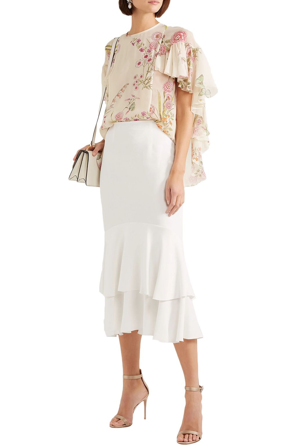 GIAMBATTISTA VALLI Ruffled crepe midi skirt