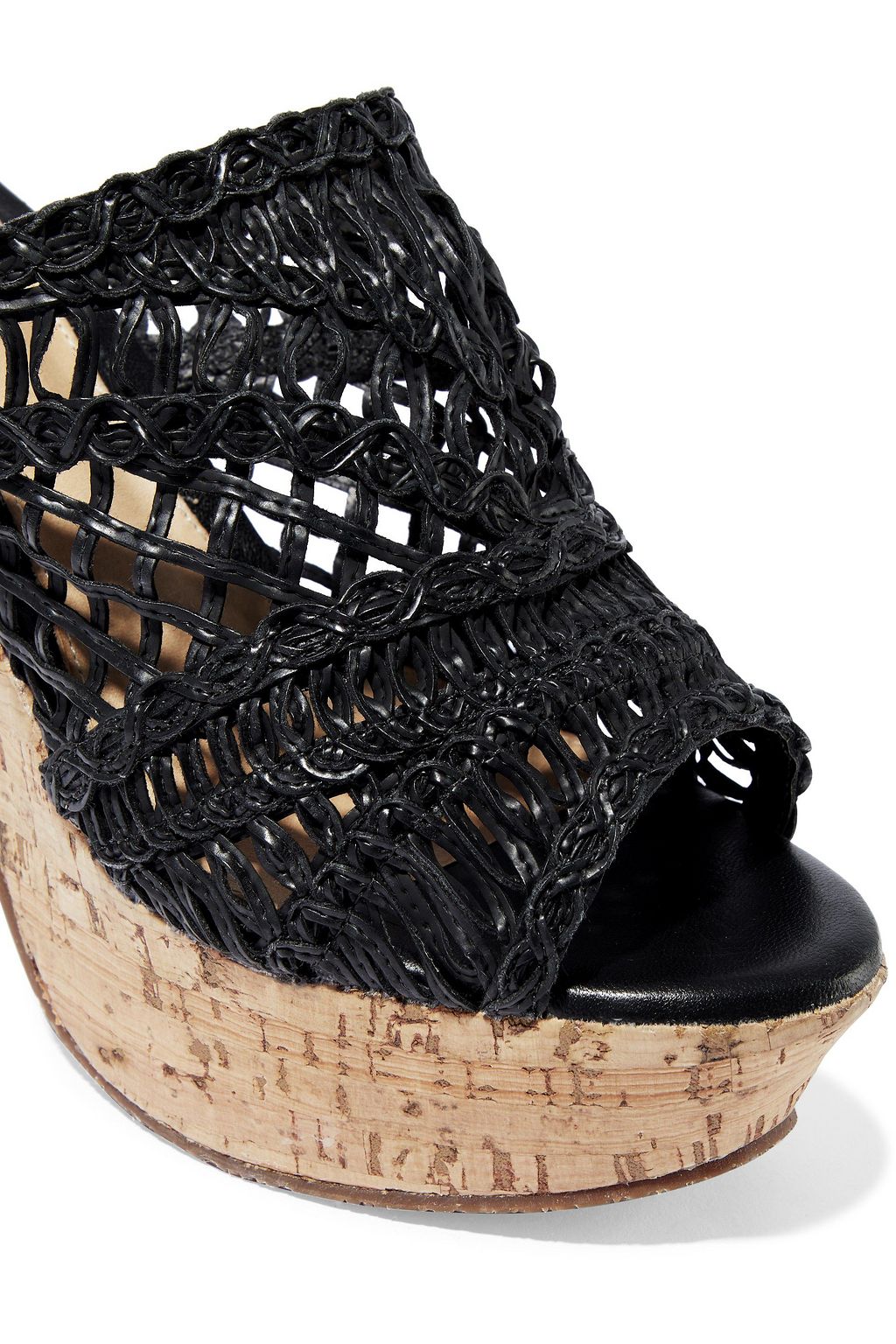 SCHUTZ Faux leather and cork platform mules