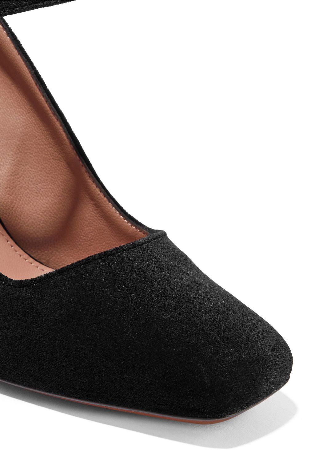 ALEXACHUNG Crystal-embellished velvet Mary Jane pumps