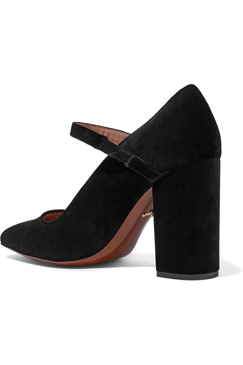 ALEXACHUNG Crystal-embellished velvet Mary Jane pumps
