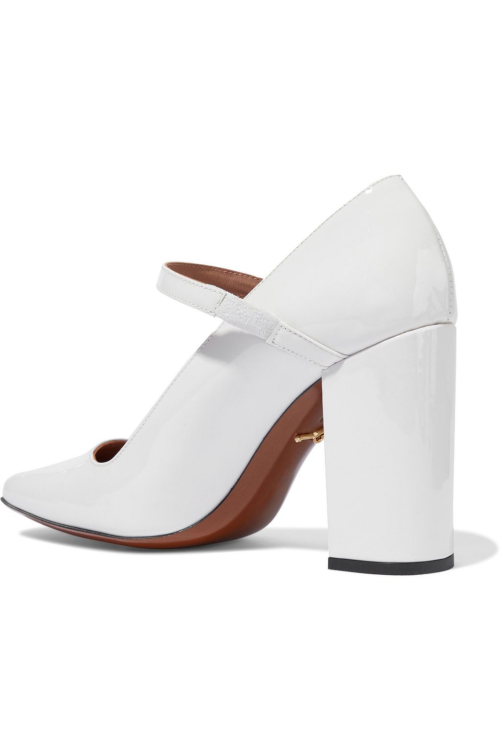 ALEXACHUNG Crystal-embellished patent-leather Mary Jane pumps
