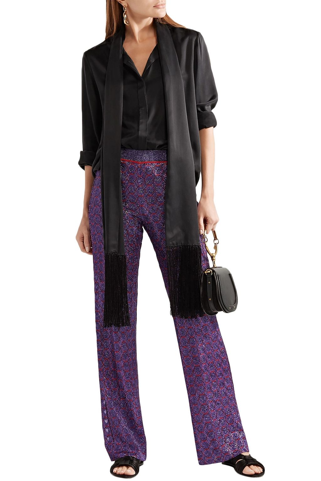 MISSONI Metallic crochet-knit wide-leg pants