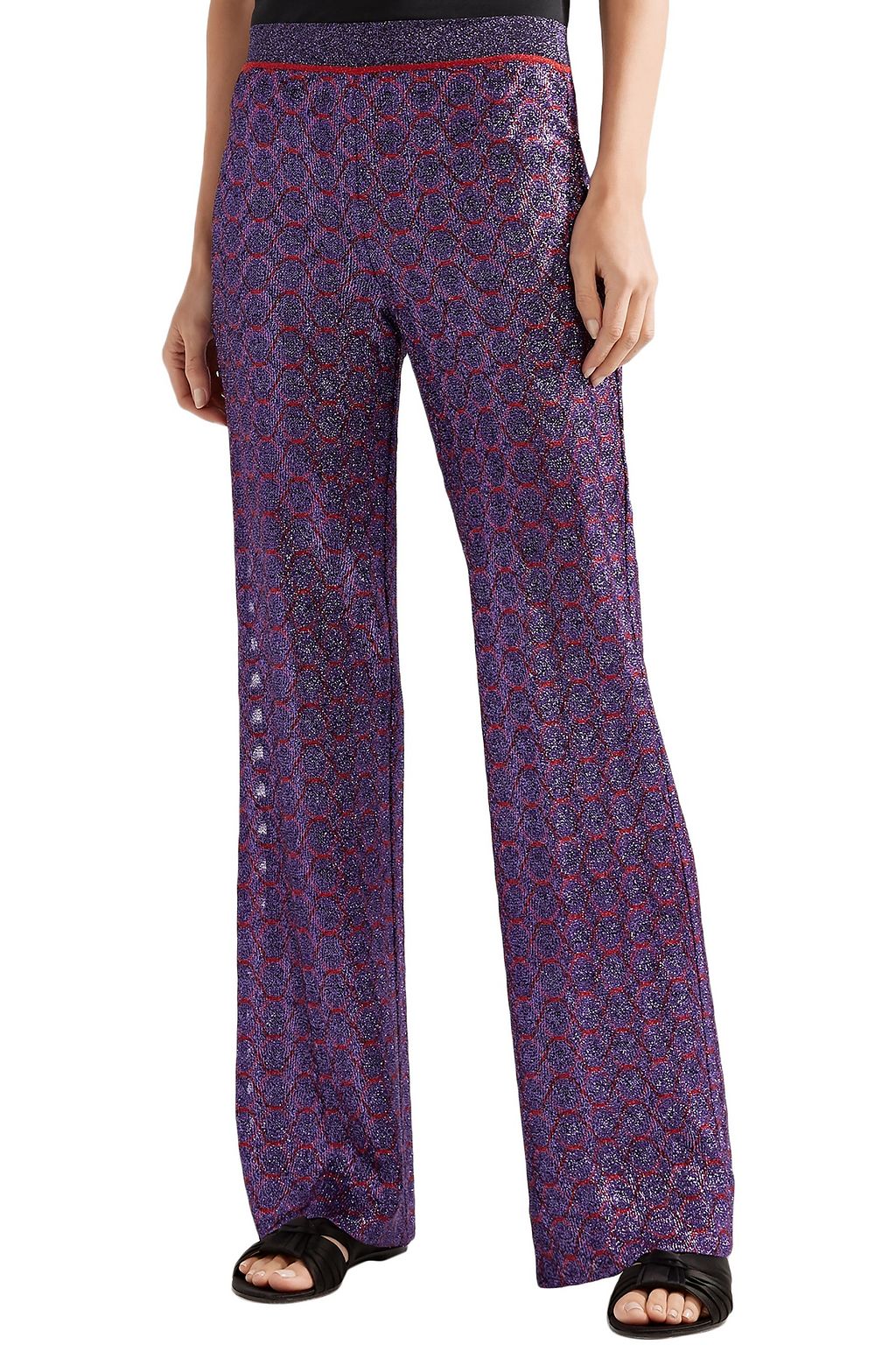 MISSONI Metallic crochet-knit wide-leg pants