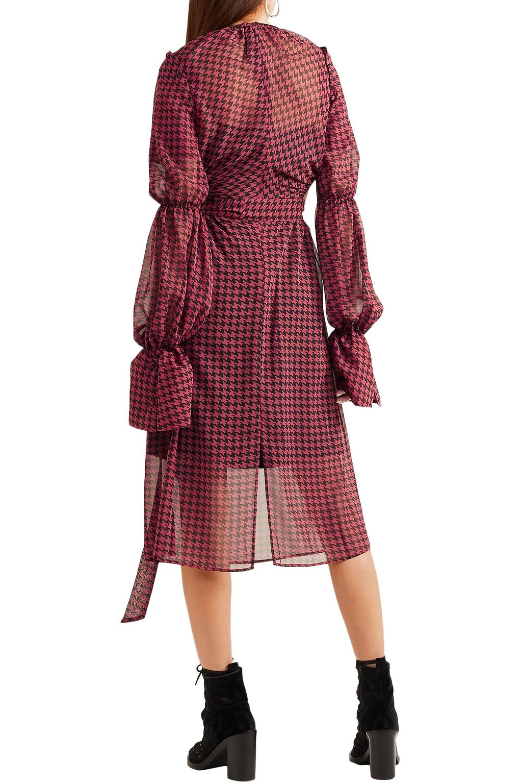 ROKH Convertible houndstooth georgette midi dress