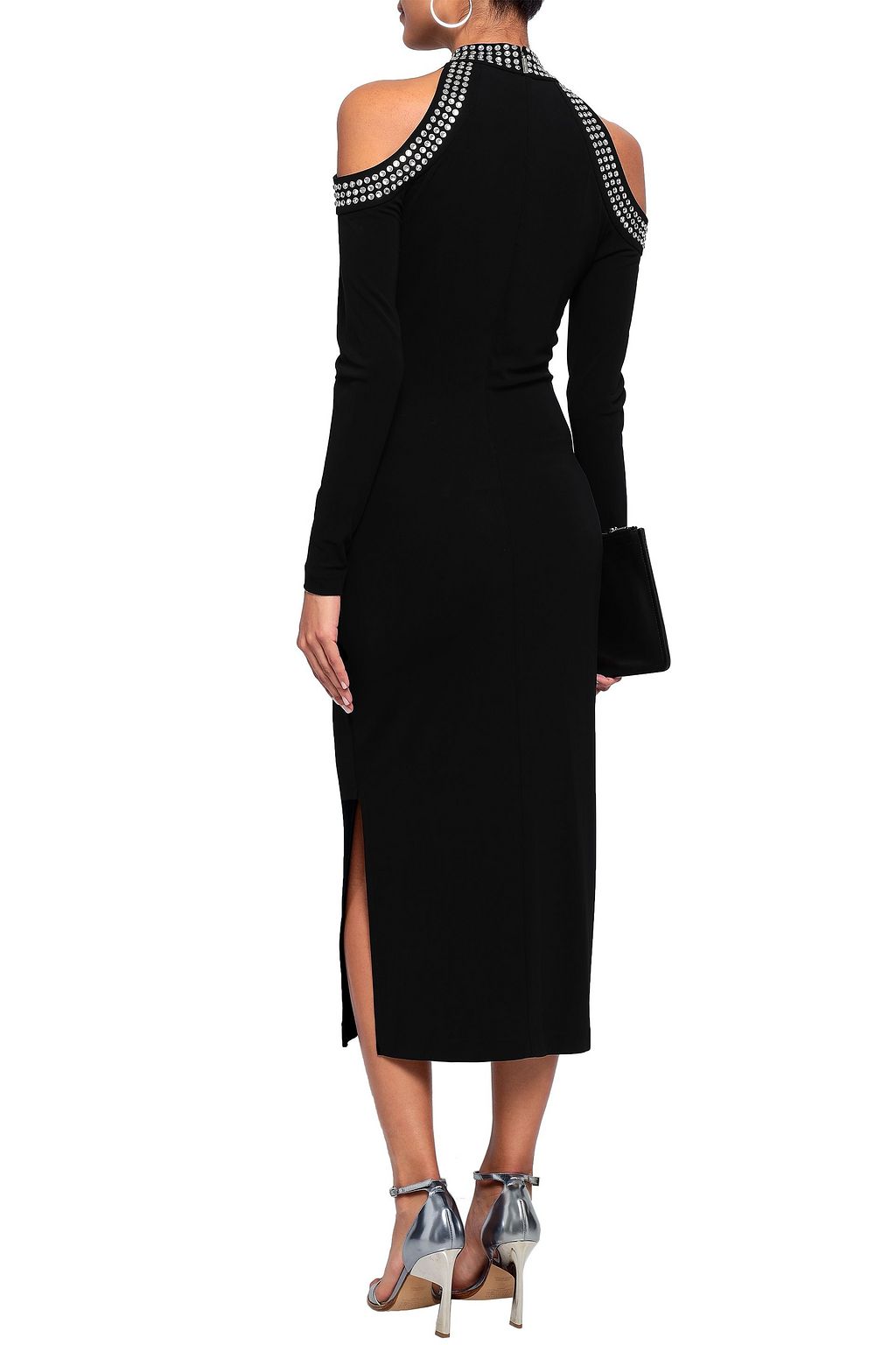 MICHAEL MICHAEL KORS Coldshoulder studded stretchcrepe midi dress