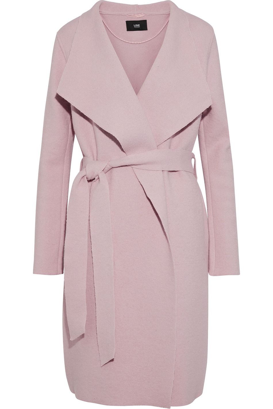 Blush Cotton and wool-blend wrap coat 