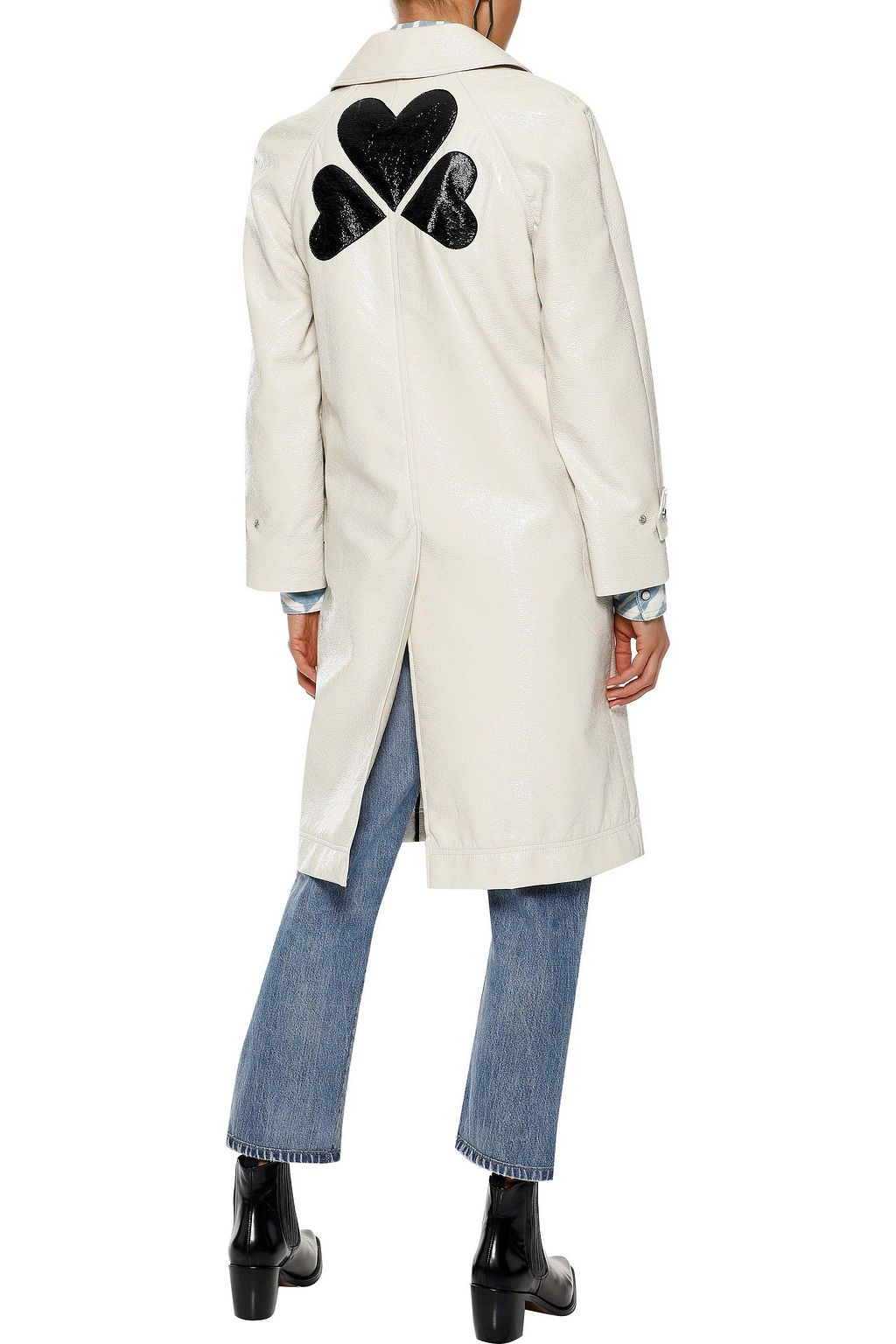 ALEXACHUNG Appliquéd crinkled faux leather coat