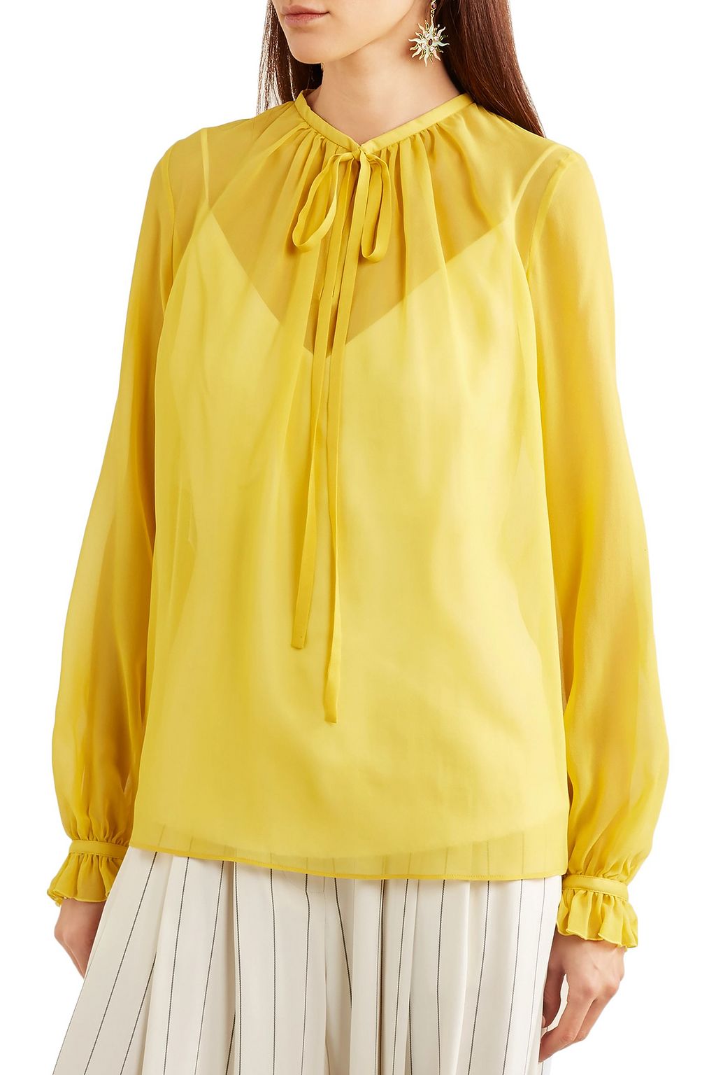 GIAMBATTISTA VALLI Gathered silk-georgette blouse