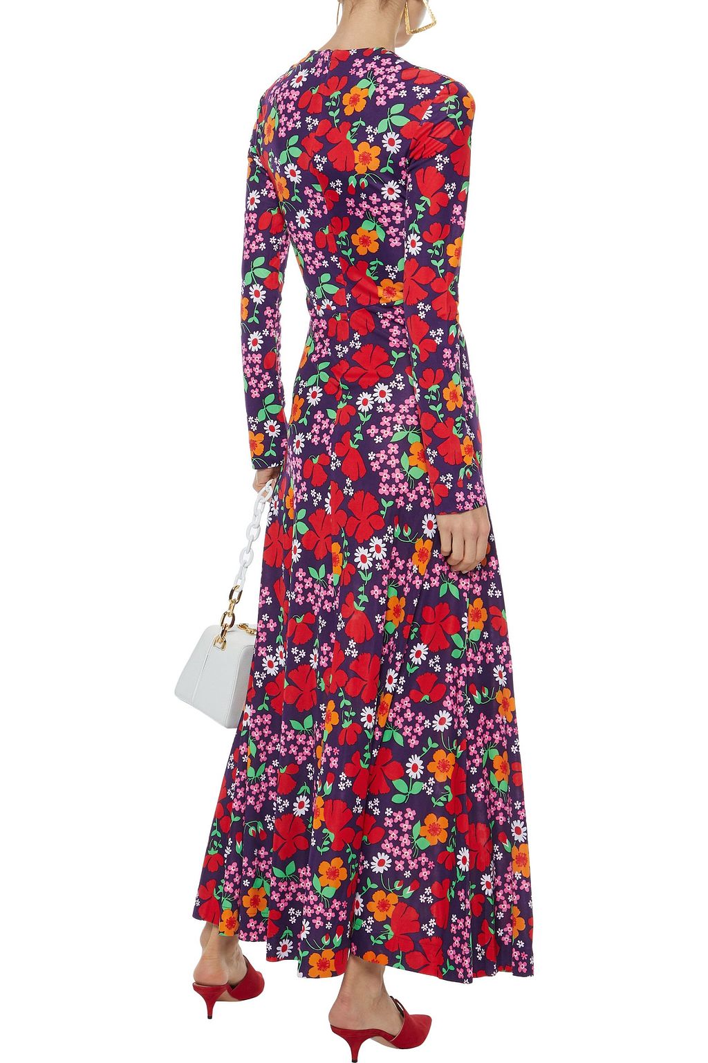 ALEXACHUNG Floral-print crepe maxi dress