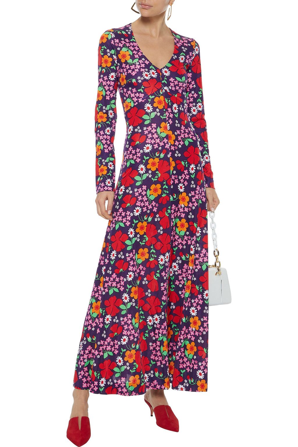 ALEXACHUNG Floral-print crepe maxi dress