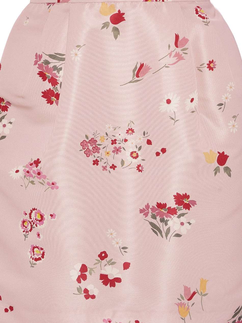 pleated floral-print faille mini skirt