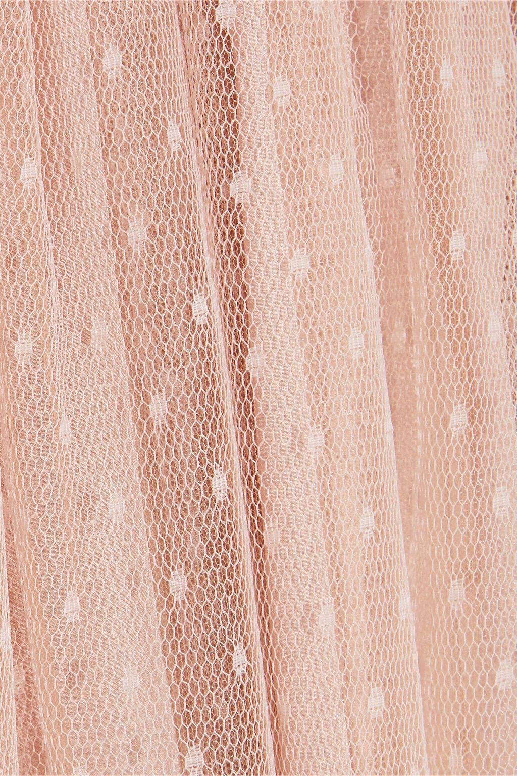 REDVALENTINO 개더 디테일 푸앵 데스프리 미니 드레스