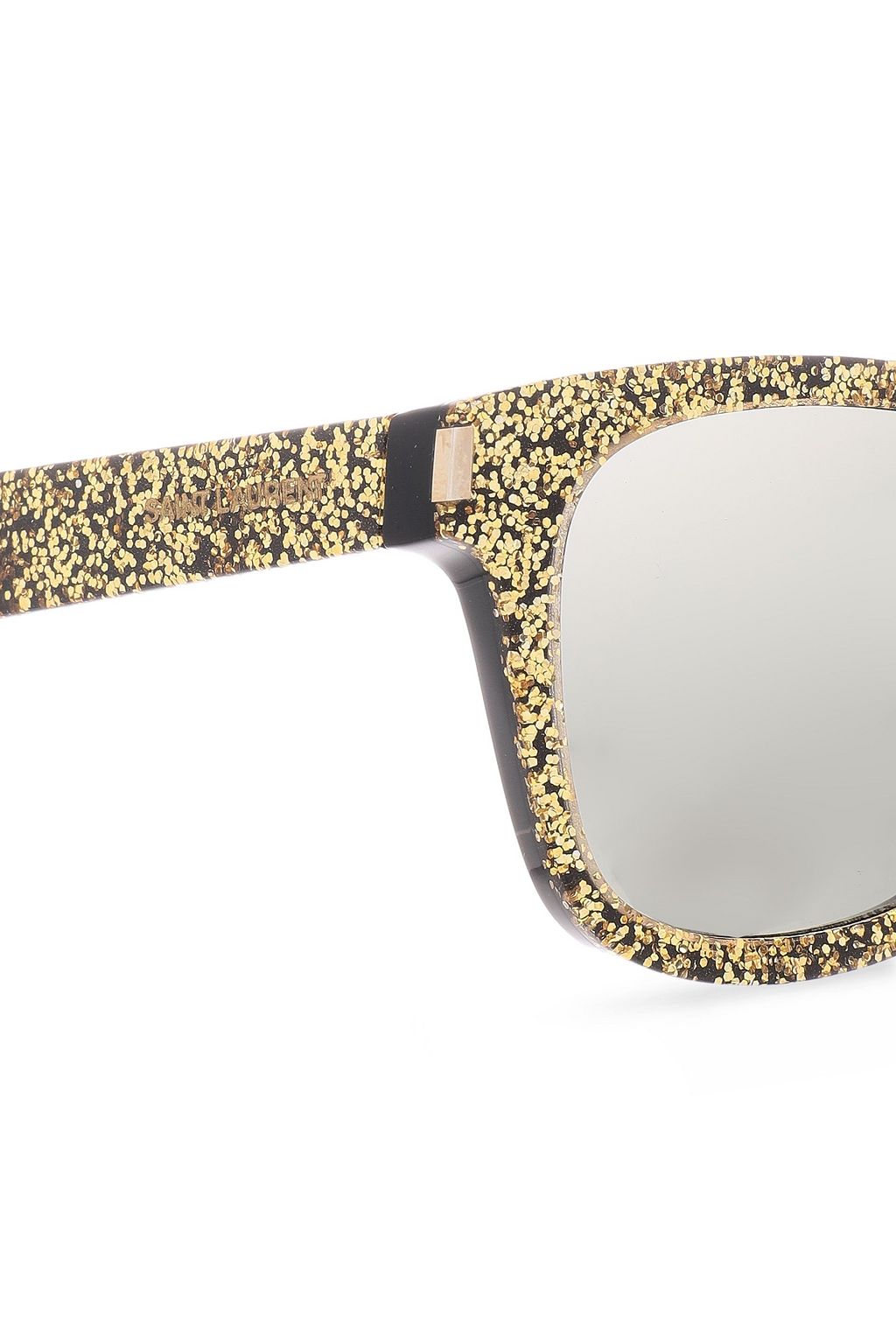 SAINT LAURENT D-frame glittered acetate sunglasses