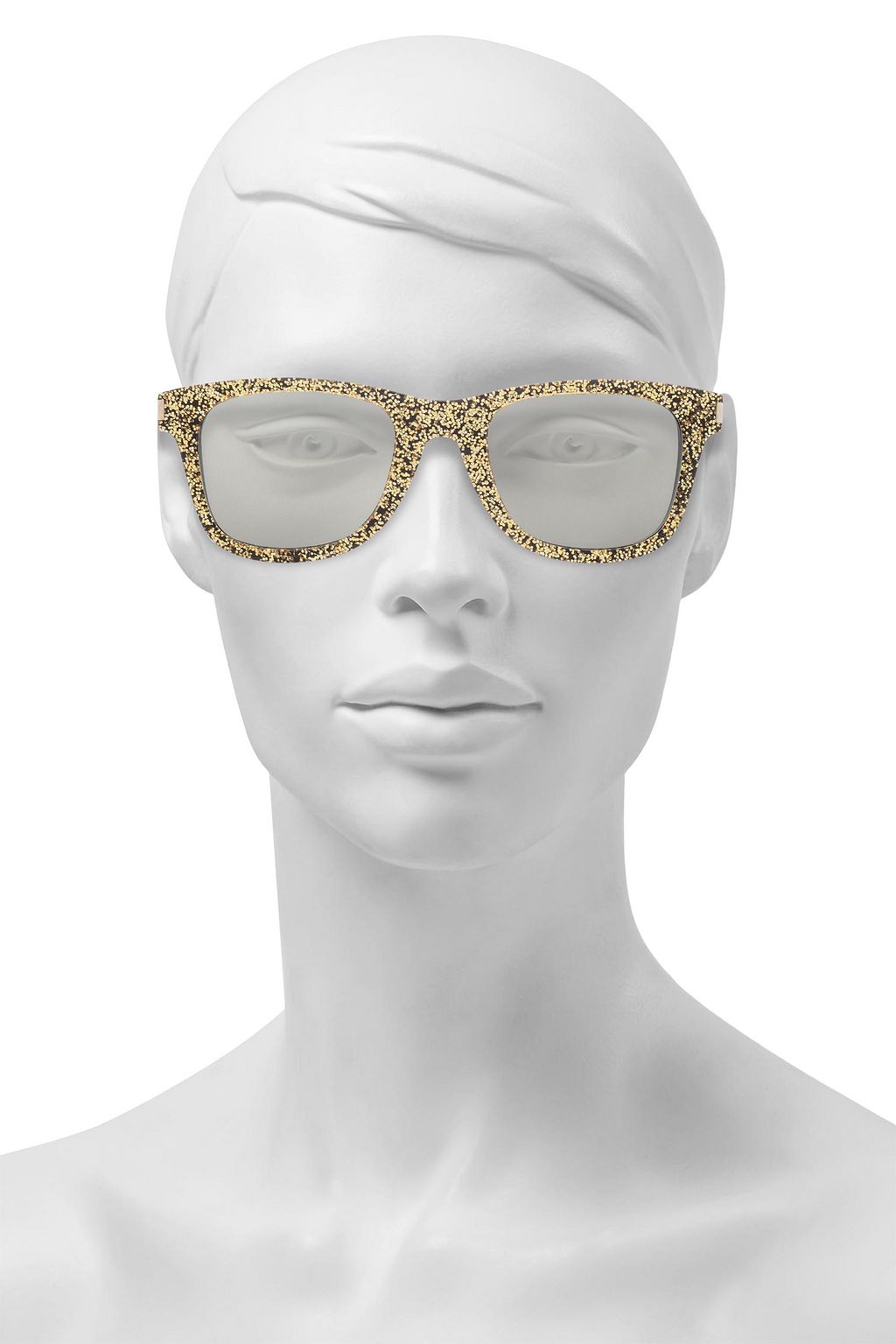 SAINT LAURENT D-frame glittered acetate sunglasses