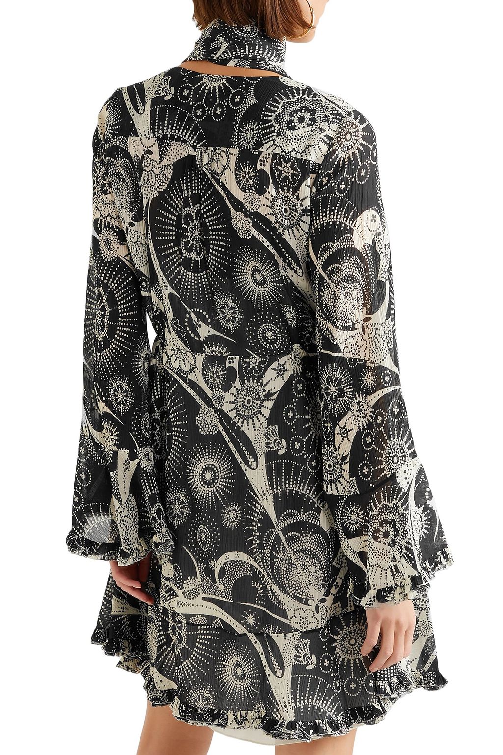 CHLOÉ Printed cotton and silk-blend georgette mini dress
