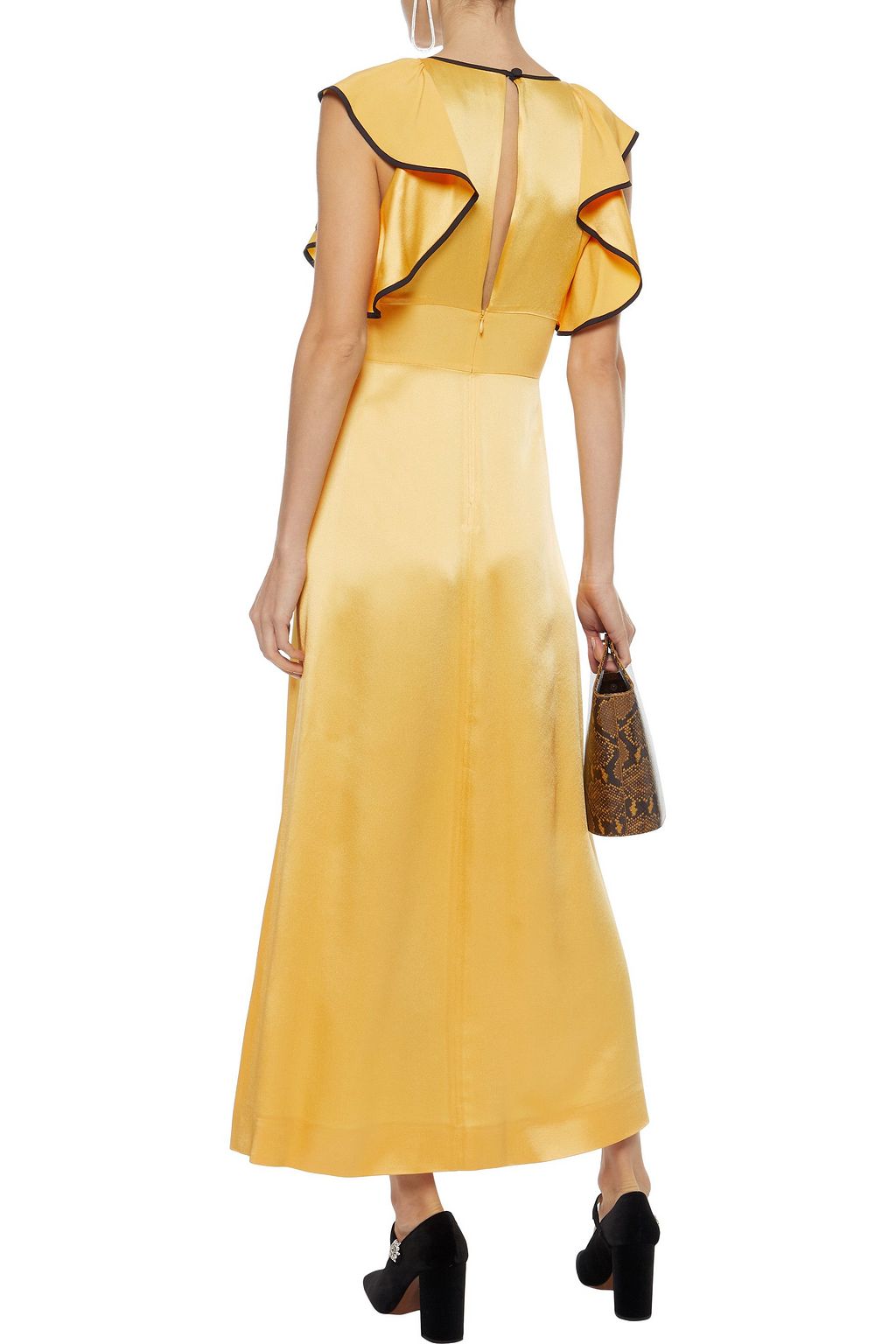 ALEXACHUNG Ruffled satin-crepe midi dress