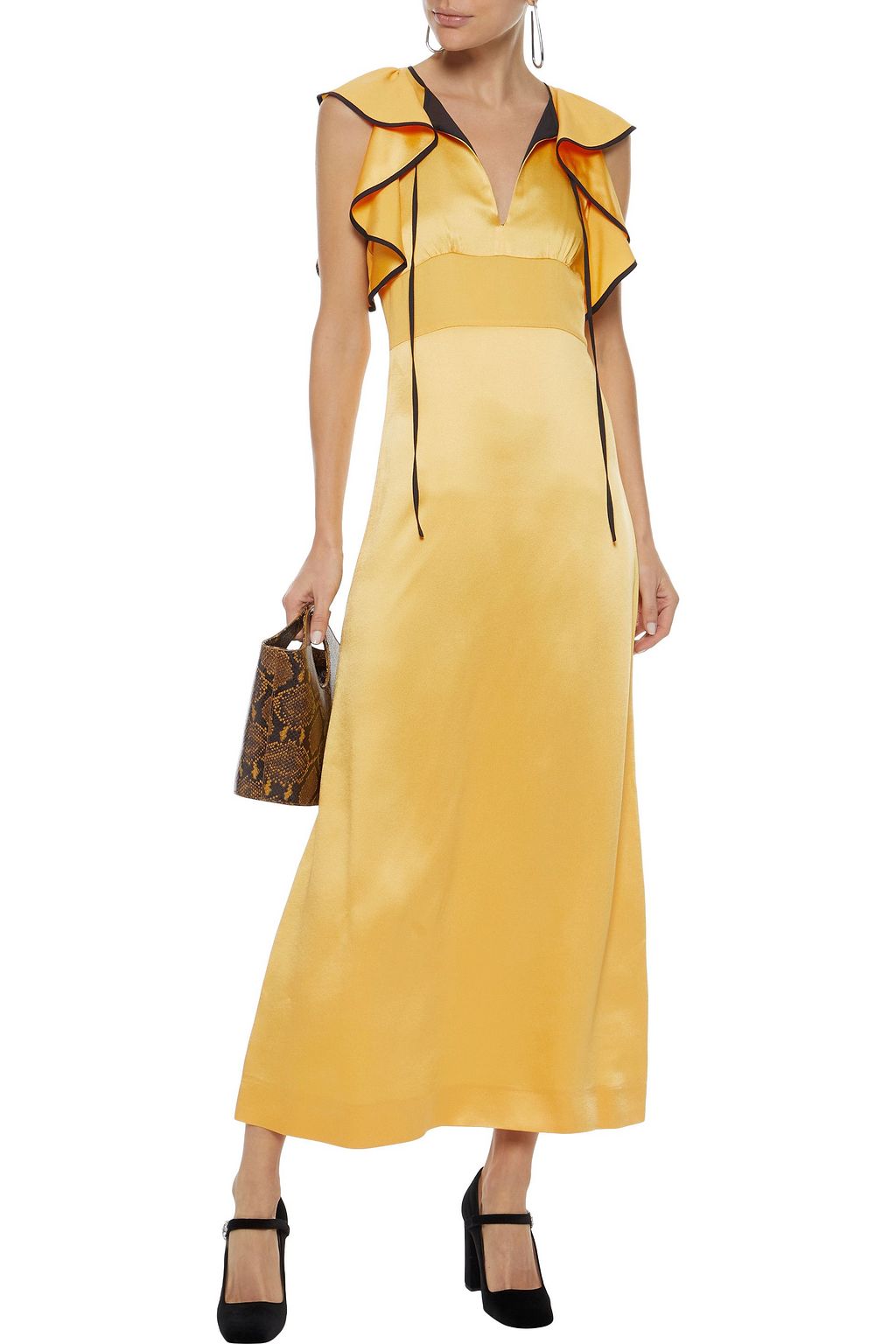 ALEXACHUNG Ruffled satin-crepe midi dress