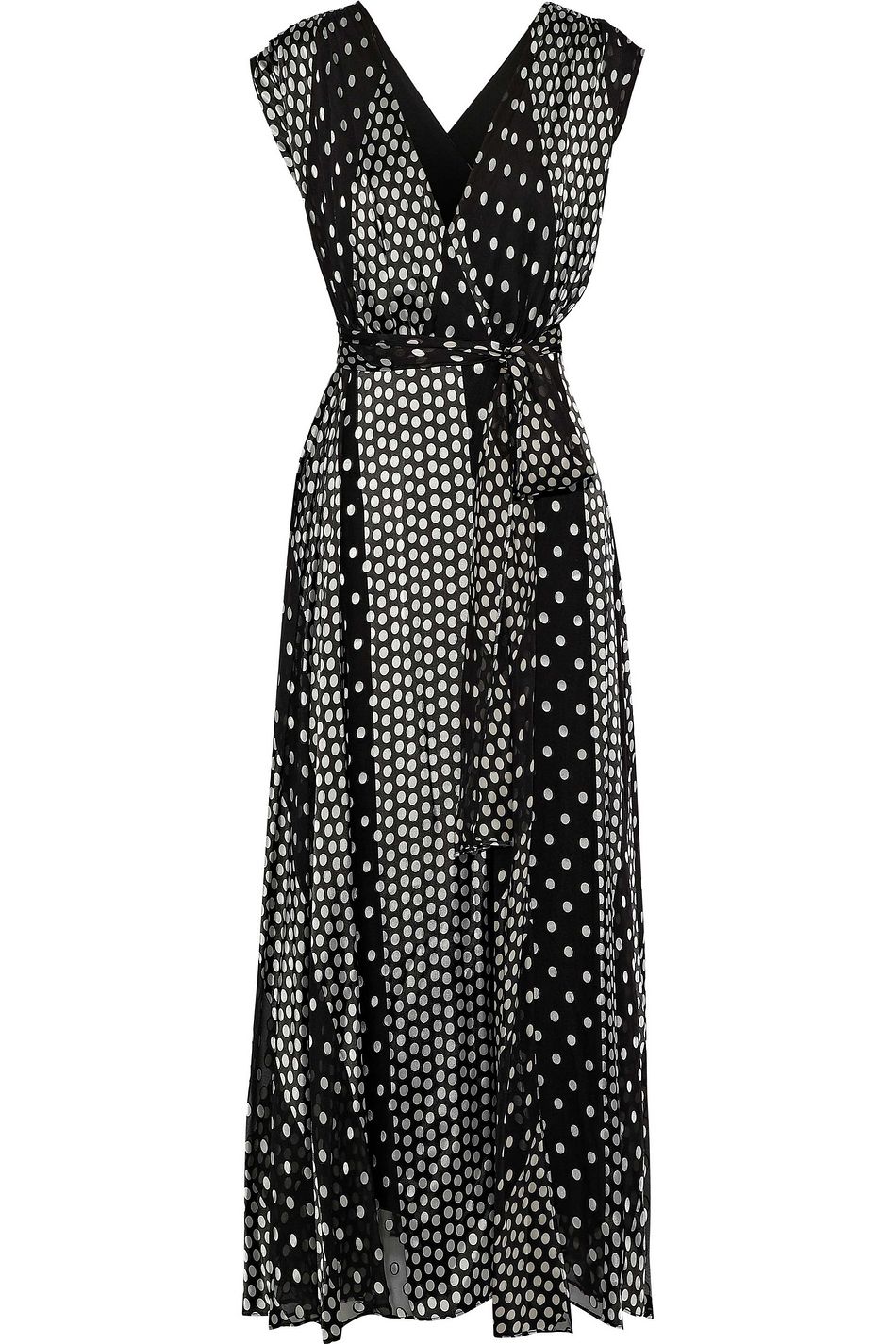 polka dot maxi wrap dress
