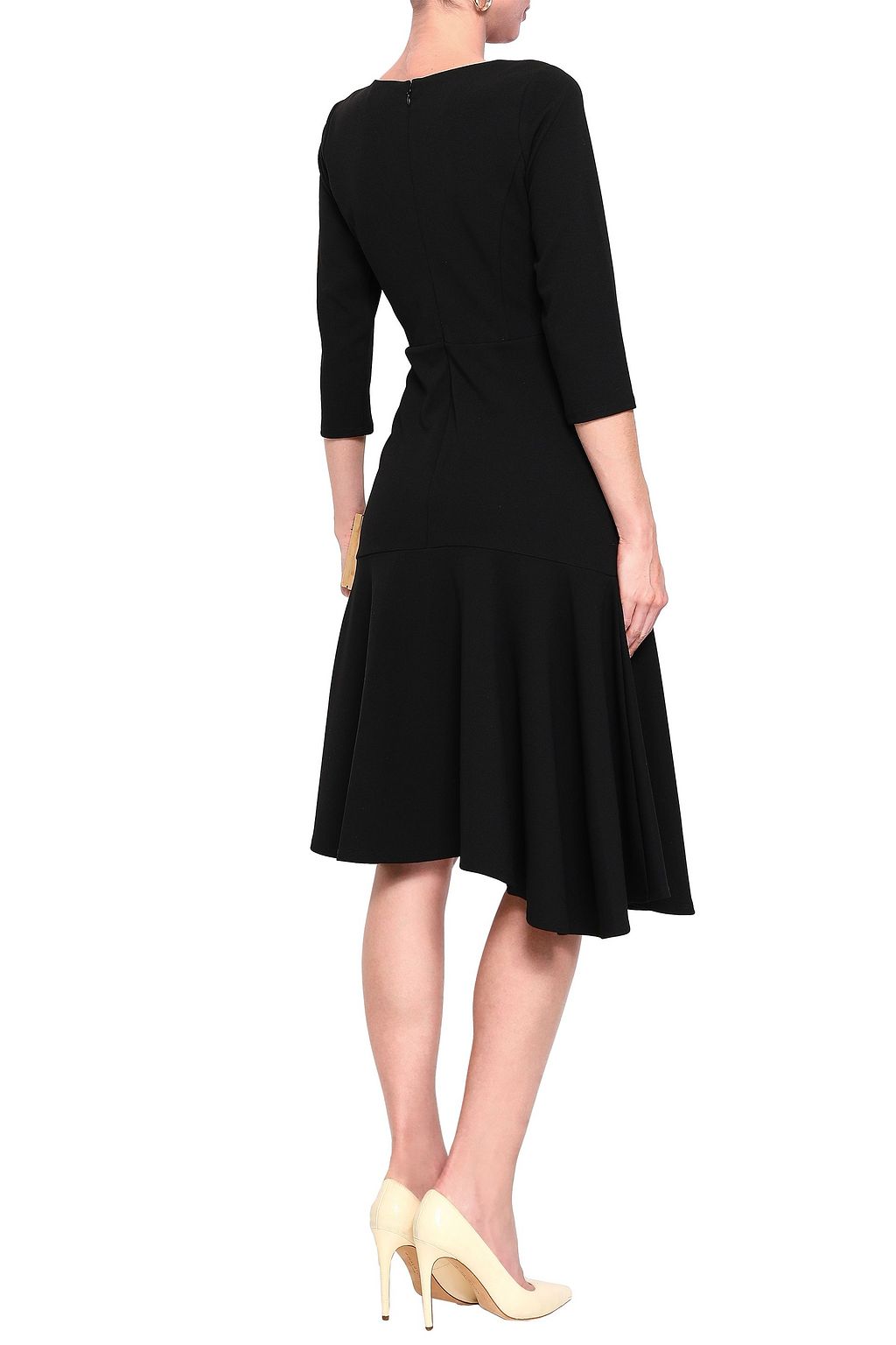 HALSTON アシンメトリー ストレッチポンテ ワンピース