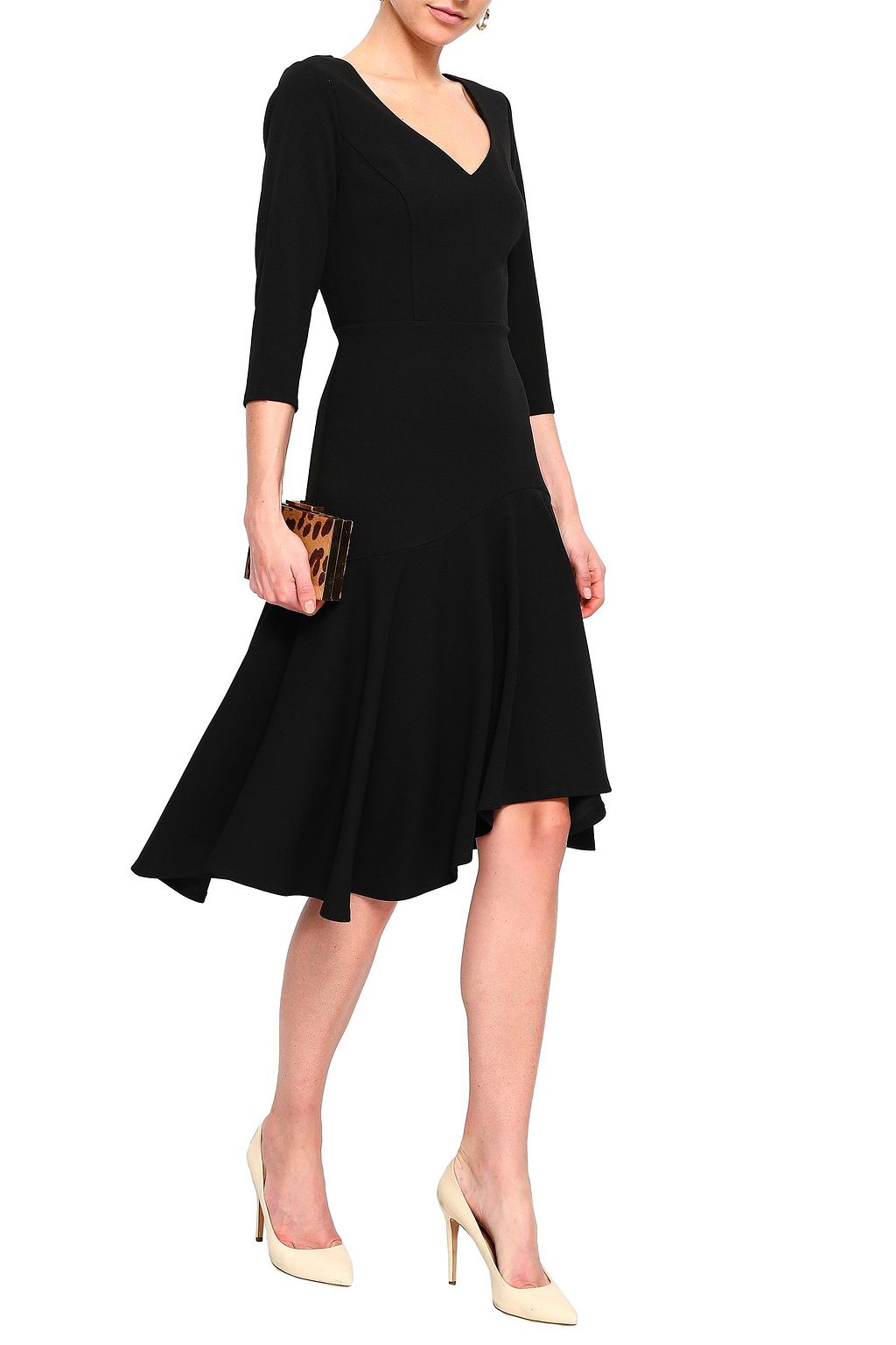 HALSTON アシンメトリー ストレッチポンテ ワンピース