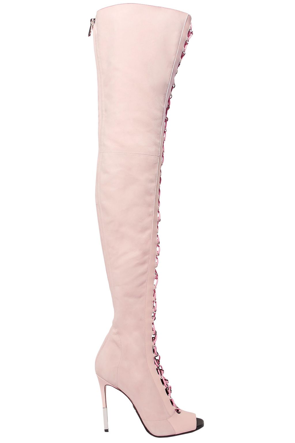 thigh high pink suede boots