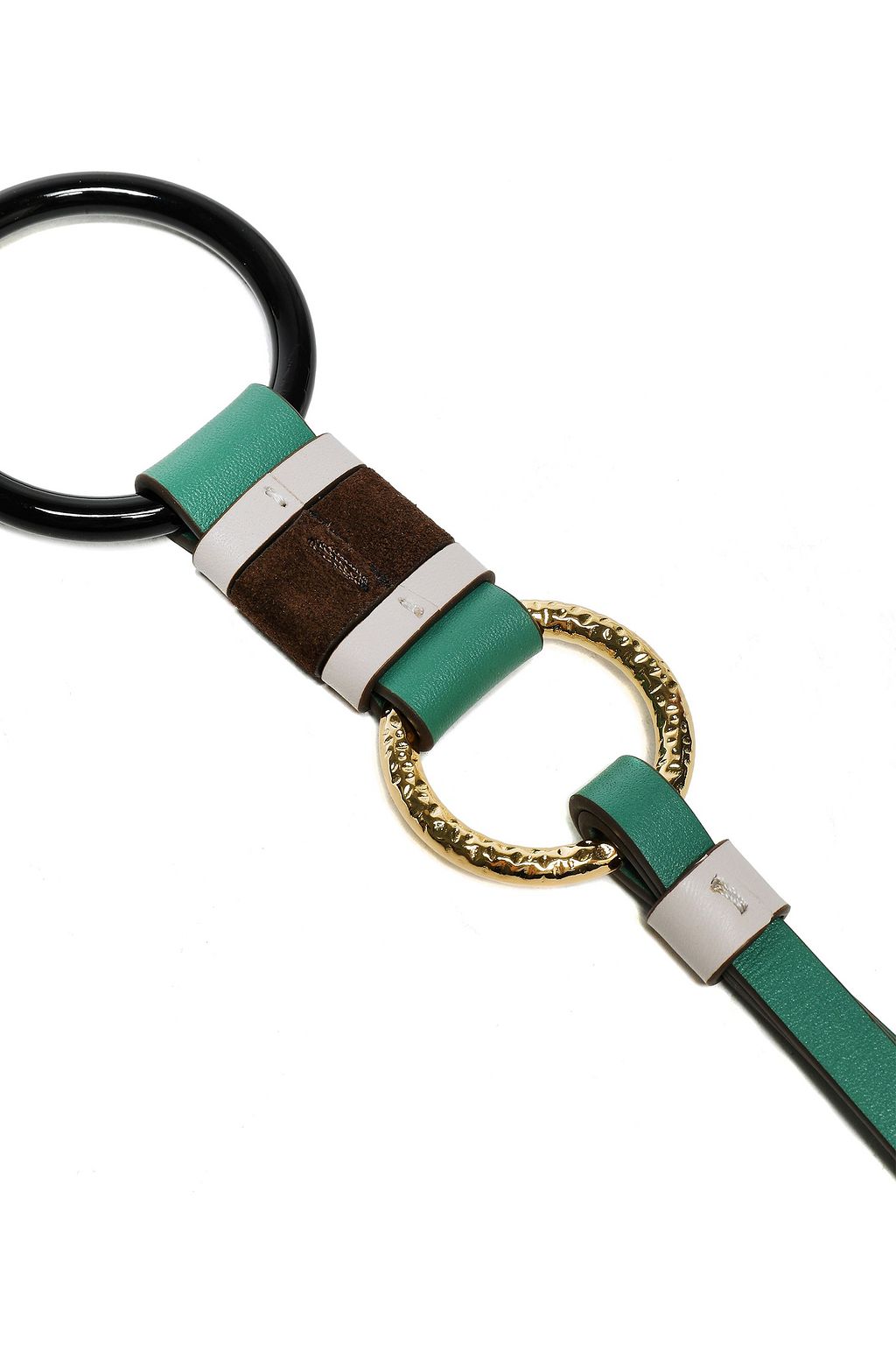 DIANE VON FURSTENBERG Gold-tone and leather keychain
