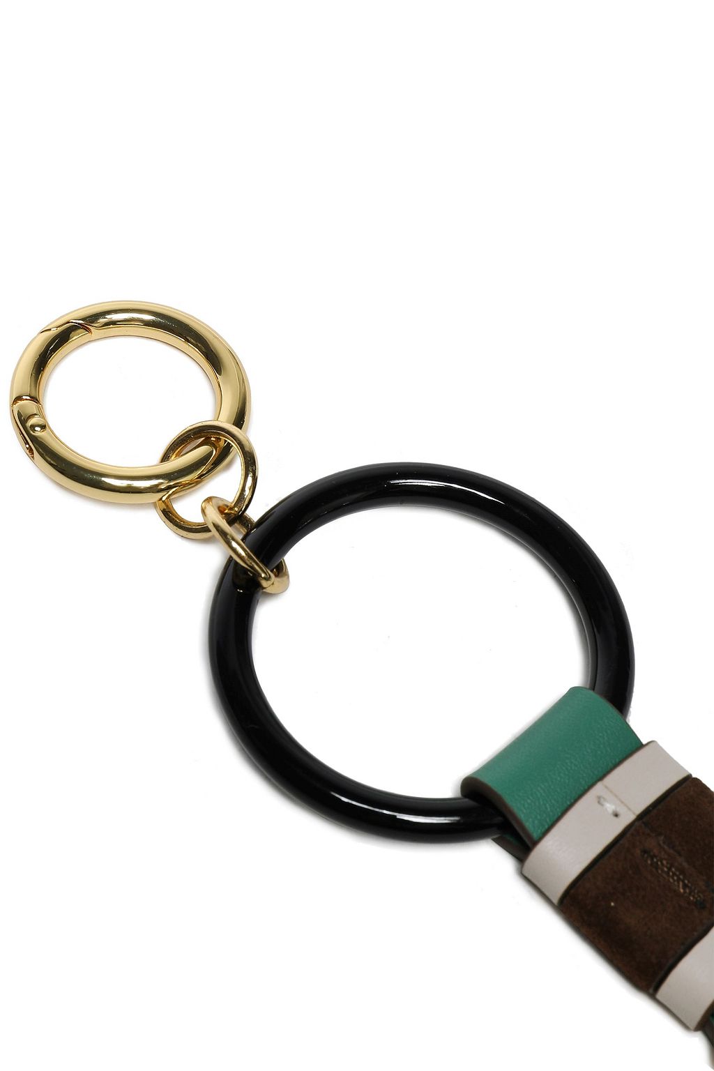 DIANE VON FURSTENBERG Gold-tone and leather keychain