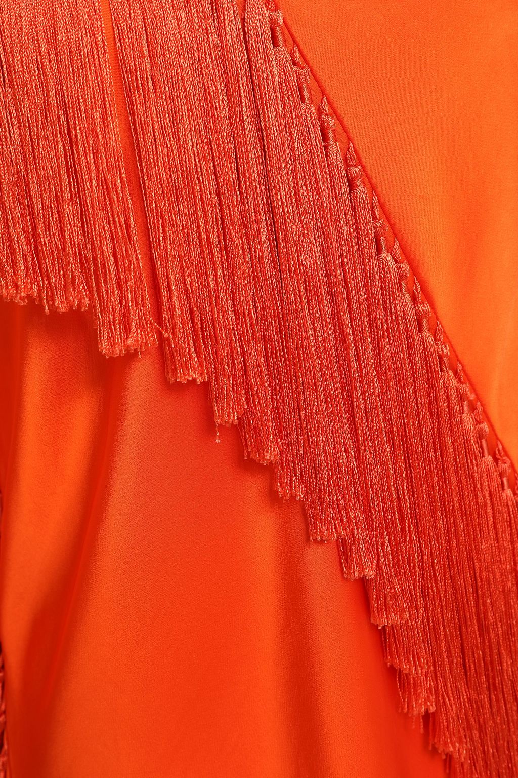 DIANE VON FURSTENBERG Fringe-trimmed satin blouse