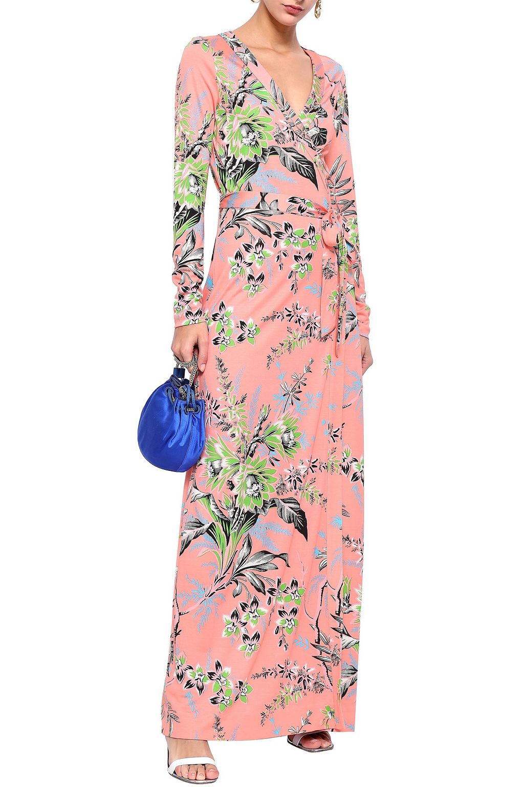 DIANE VON FURSTENBERG Printed silk-jersey maxi wrap dress