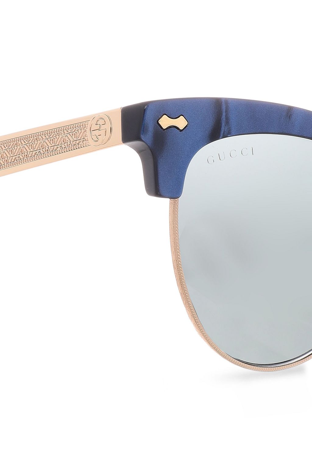 GUCCI Clubmaster printed acetate and gold-tone sunglasses