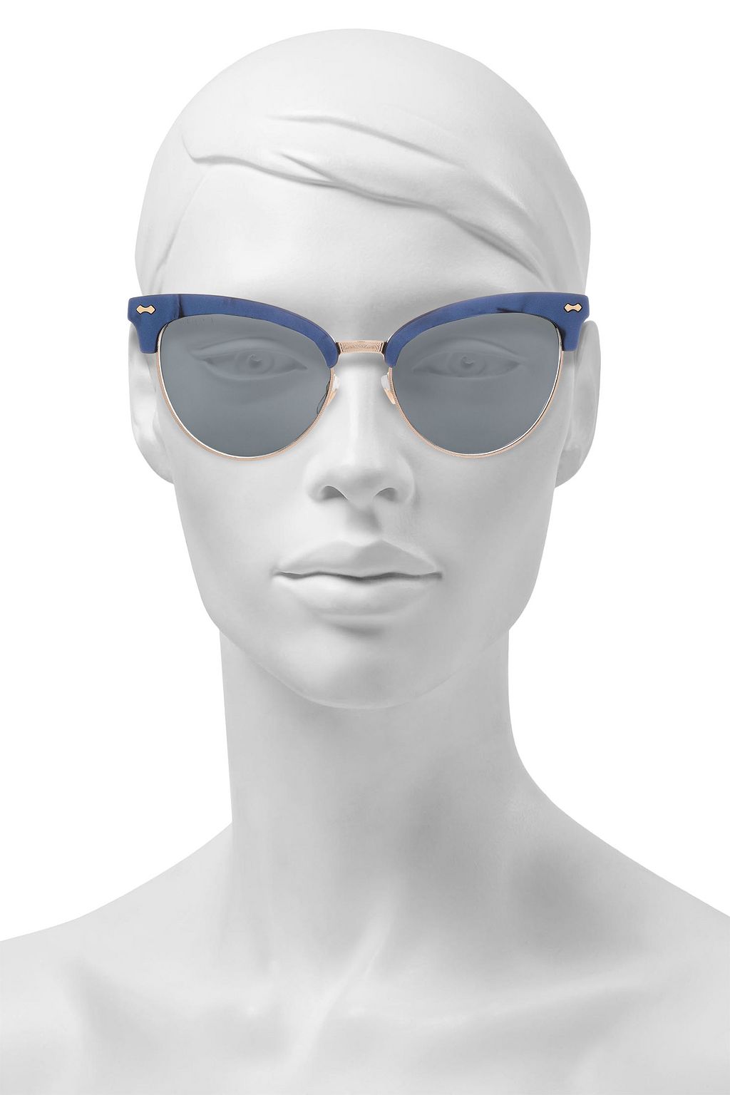 GUCCI Clubmaster printed acetate and gold-tone sunglasses