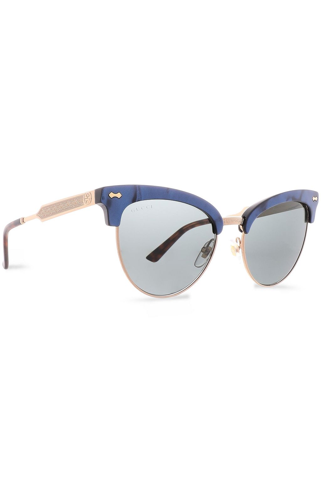 GUCCI Clubmaster printed acetate and gold-tone sunglasses