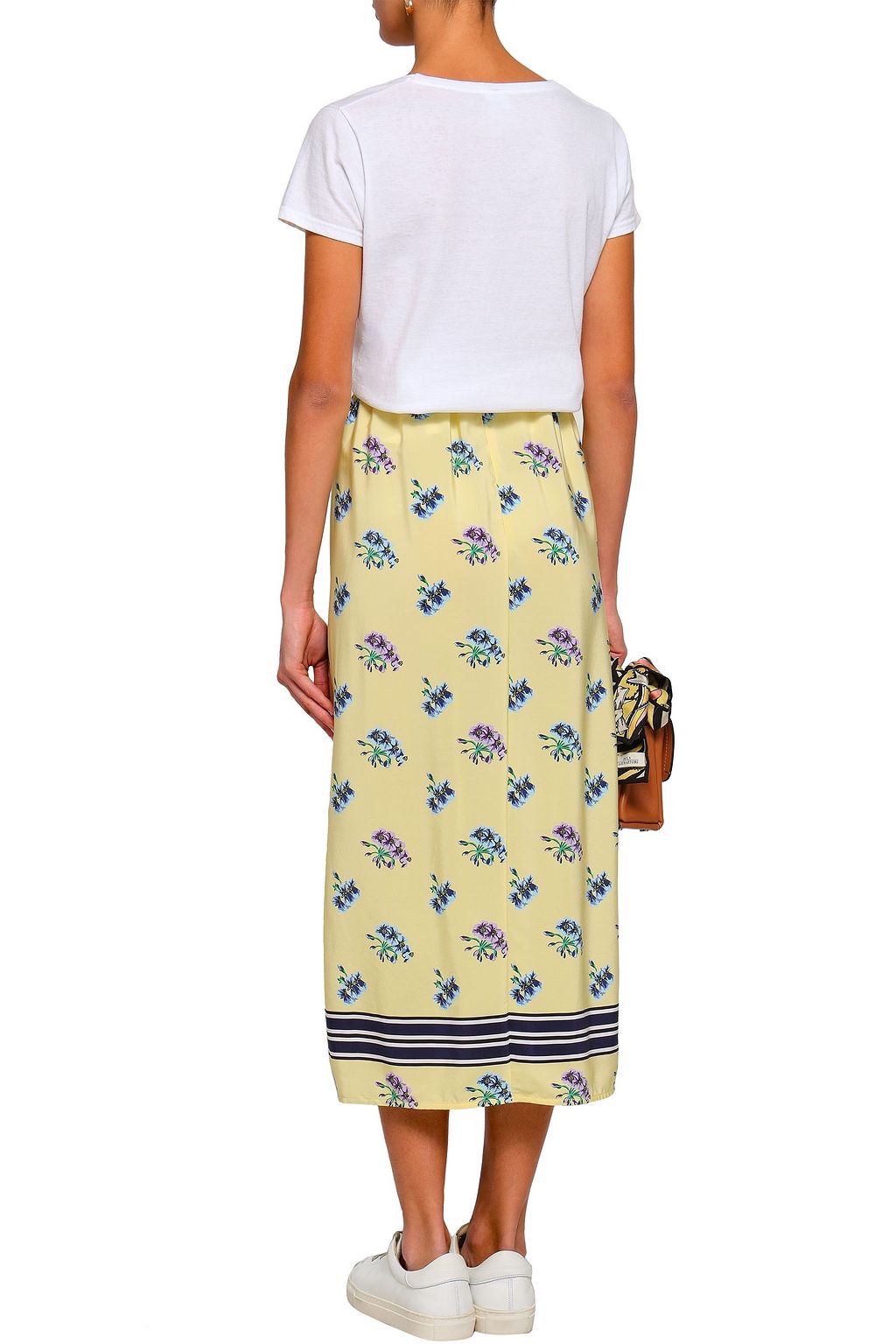 MARKUS LUPFER Cora printed silk crepe de chine midi skirt