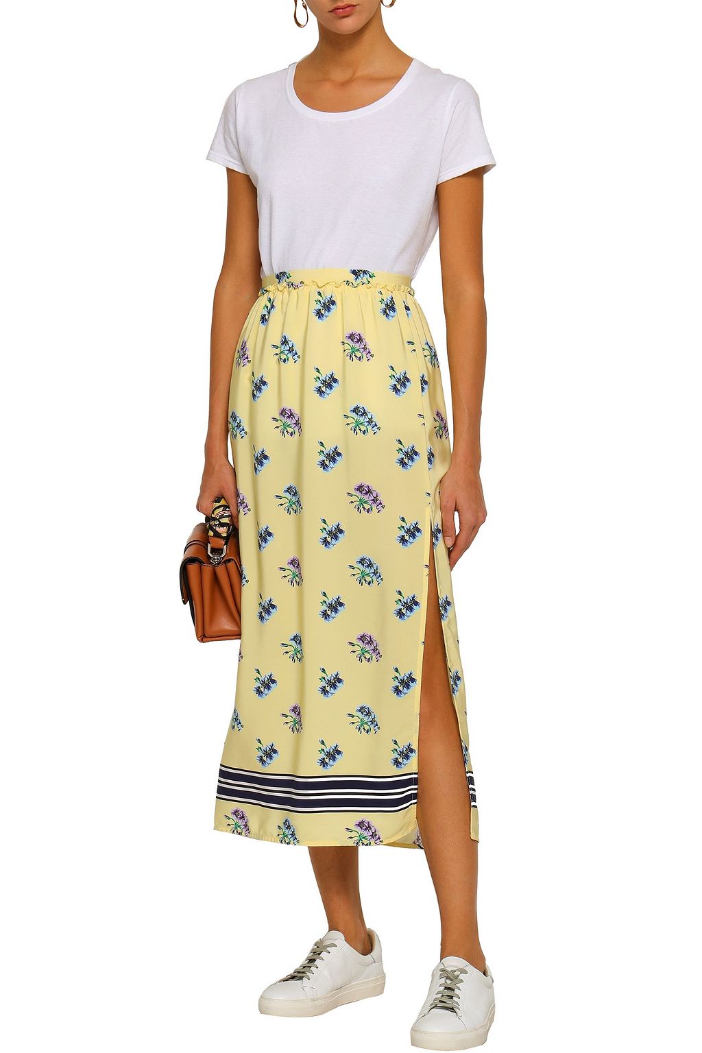MARKUS LUPFER Cora printed silk crepe de chine midi skirt