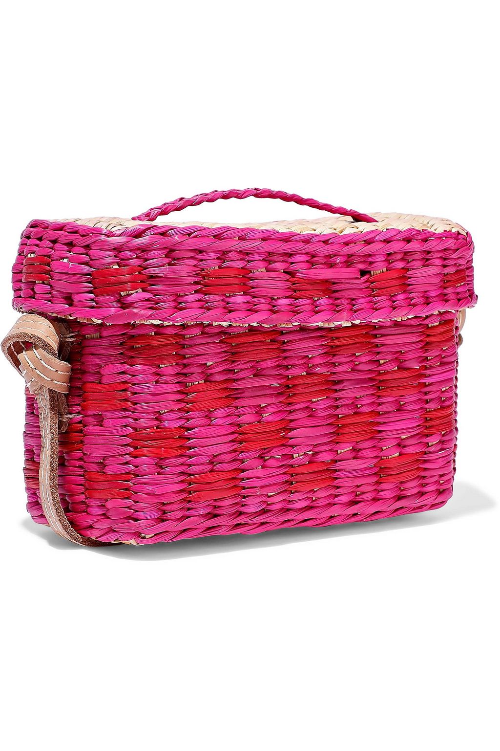NANNACAY Baby Roge pompom-embellished woven raffia shoulder bag