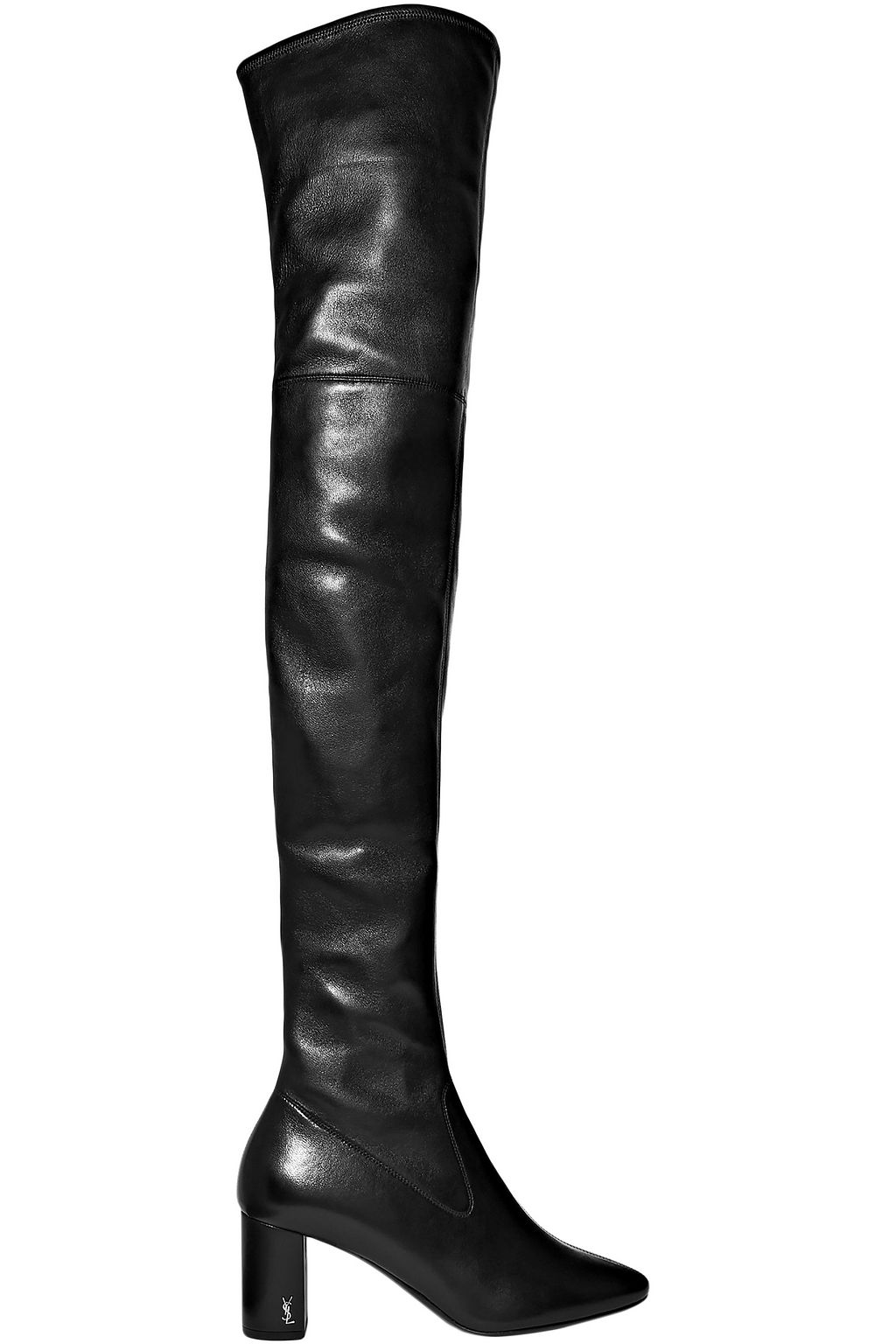 black over the knee mid heel boots