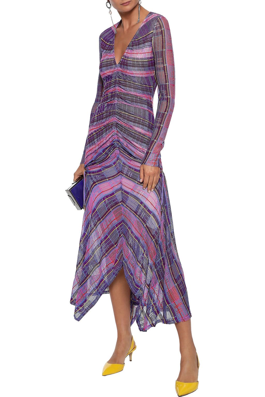 PETER PILOTTO Asymmetric ruched crochet-knit midi dress