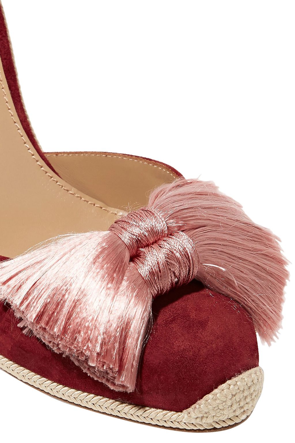 AQUAZZURA Lotus Blossom Espadrille-Wedges aus Veloursleder mit Schleife und Fransen