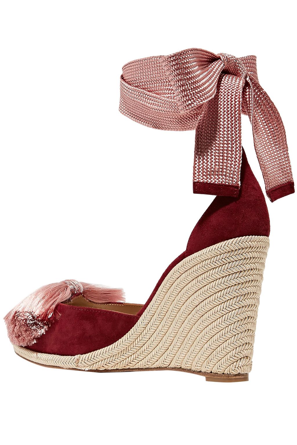 AQUAZZURA Lotus Blossom Espadrille-Wedges aus Veloursleder mit Schleife und Fransen