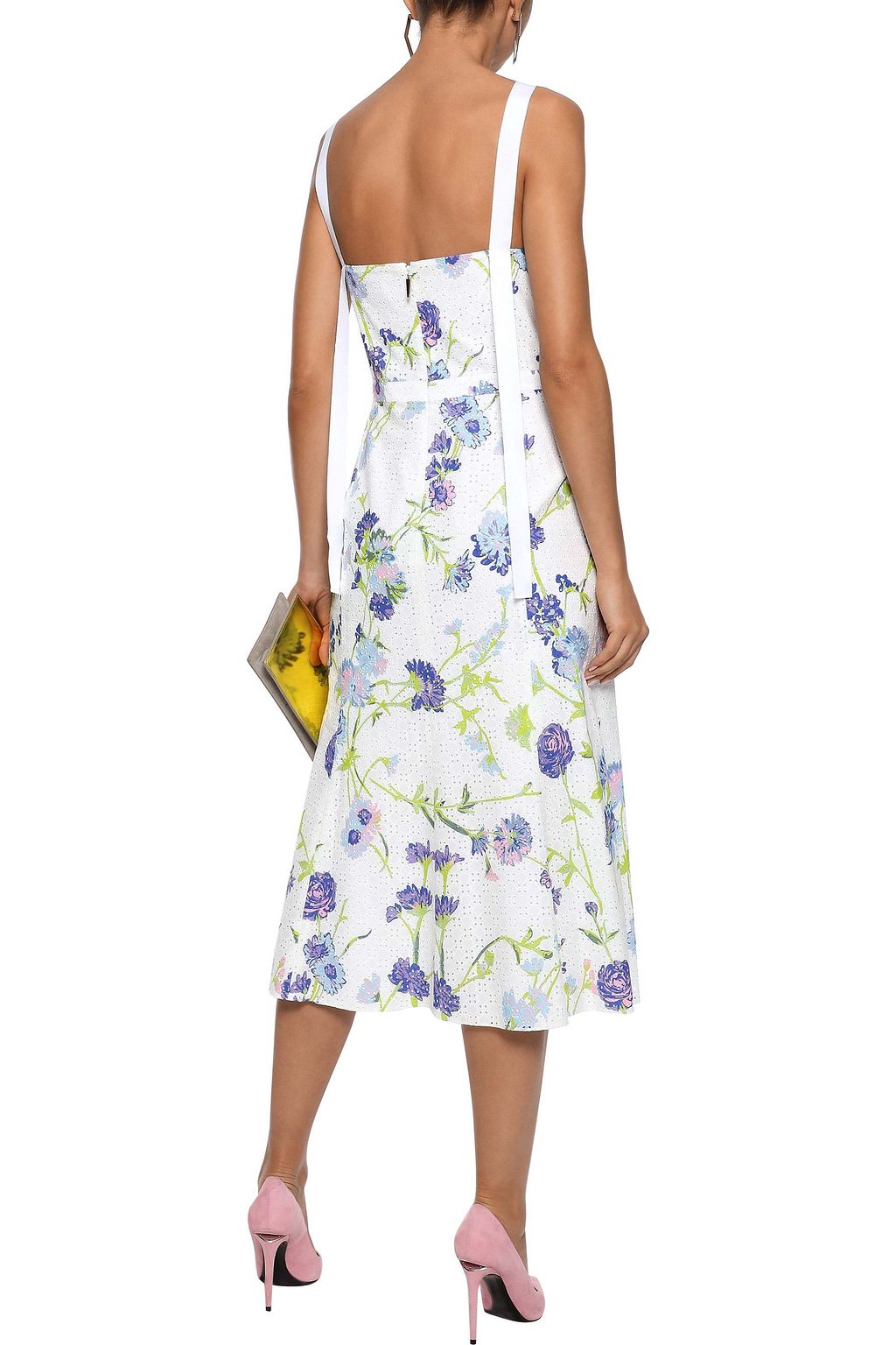 PRABAL GURUNG Floral-print broderie anglaise cotton midi dress