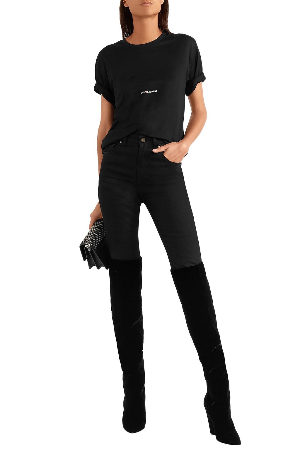 SAINT LAURENT Niki velvet over-the-knee boots